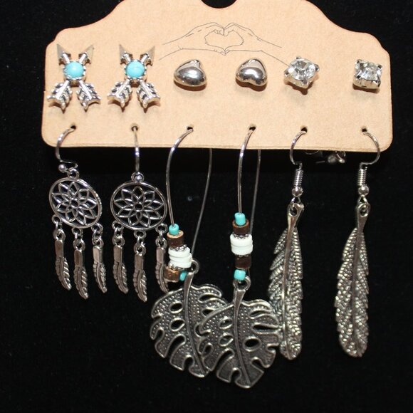 Not Branded Jewelry - NEW Fashion Jewelry 6 Pairs of Silver Southwestern Style Earring
